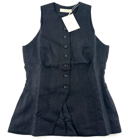 Faithfull Black Linen Seema Top Size 4 - Picture 6 of 13